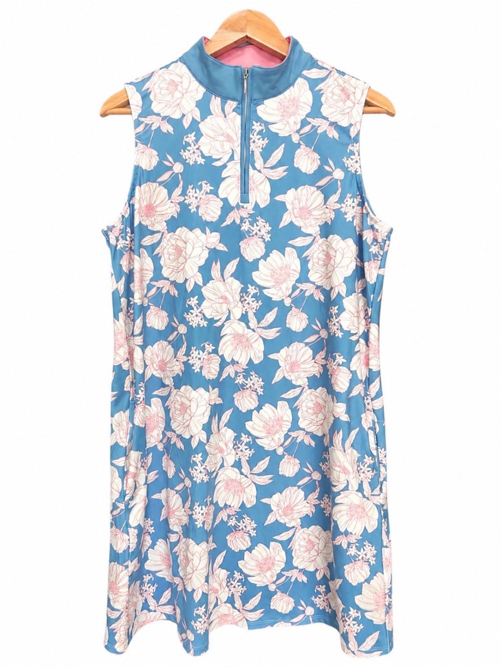 Sleeveless Floral Golf/tennis Dress in Blue and Pink